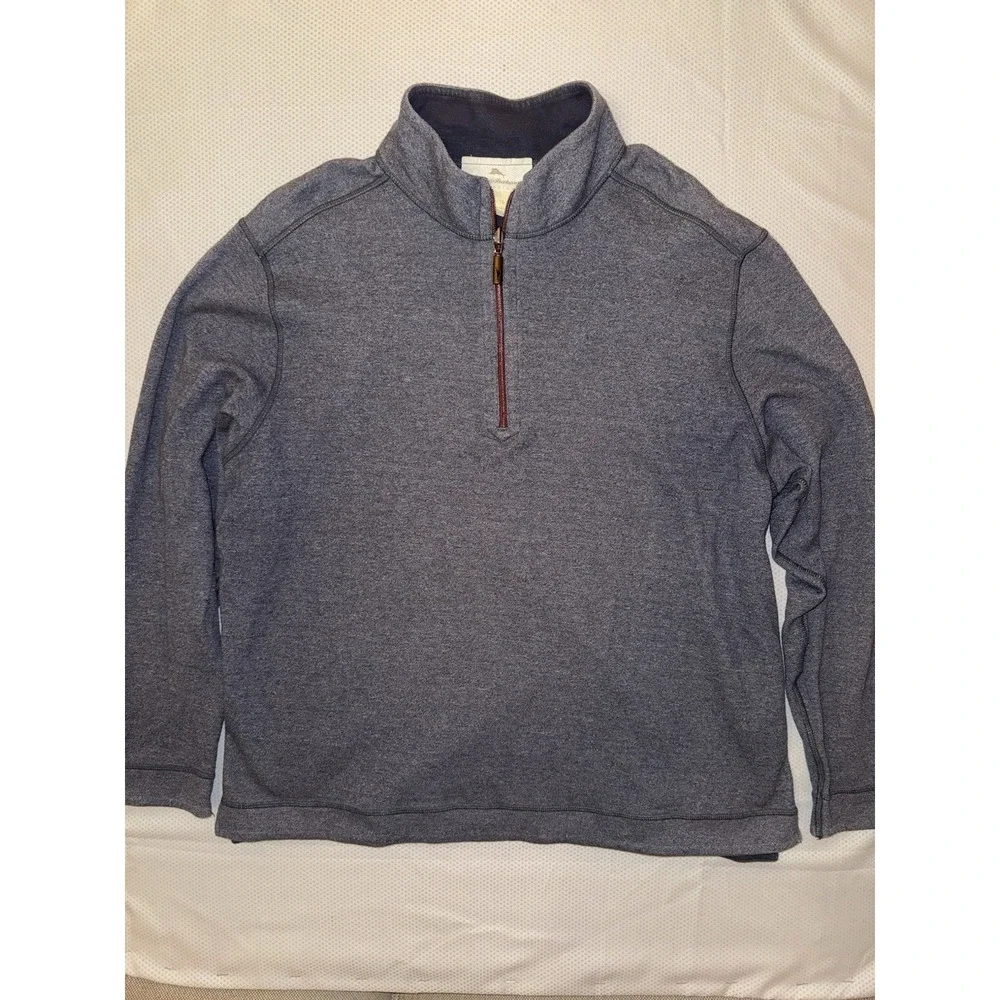 Tommy Bahama Reversible Quarter-Zip‎ Pullover Sweater Blue Size XL